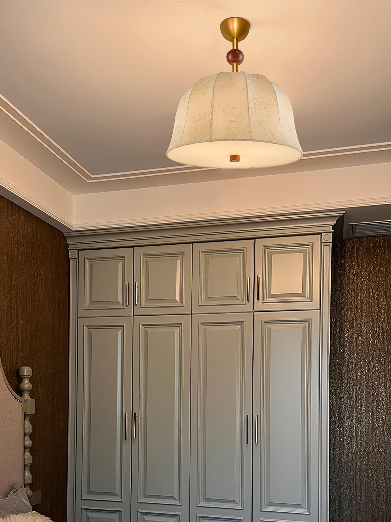 Ceiling Light in Fabric, and Wood for Warm Interiors Elegant - Letslighting