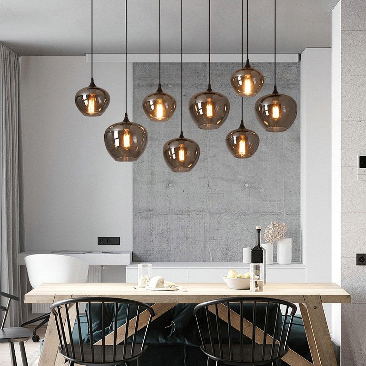 Valentina Minimalist Bottle Glass Pendant Light Smoke Gray - Letslighting