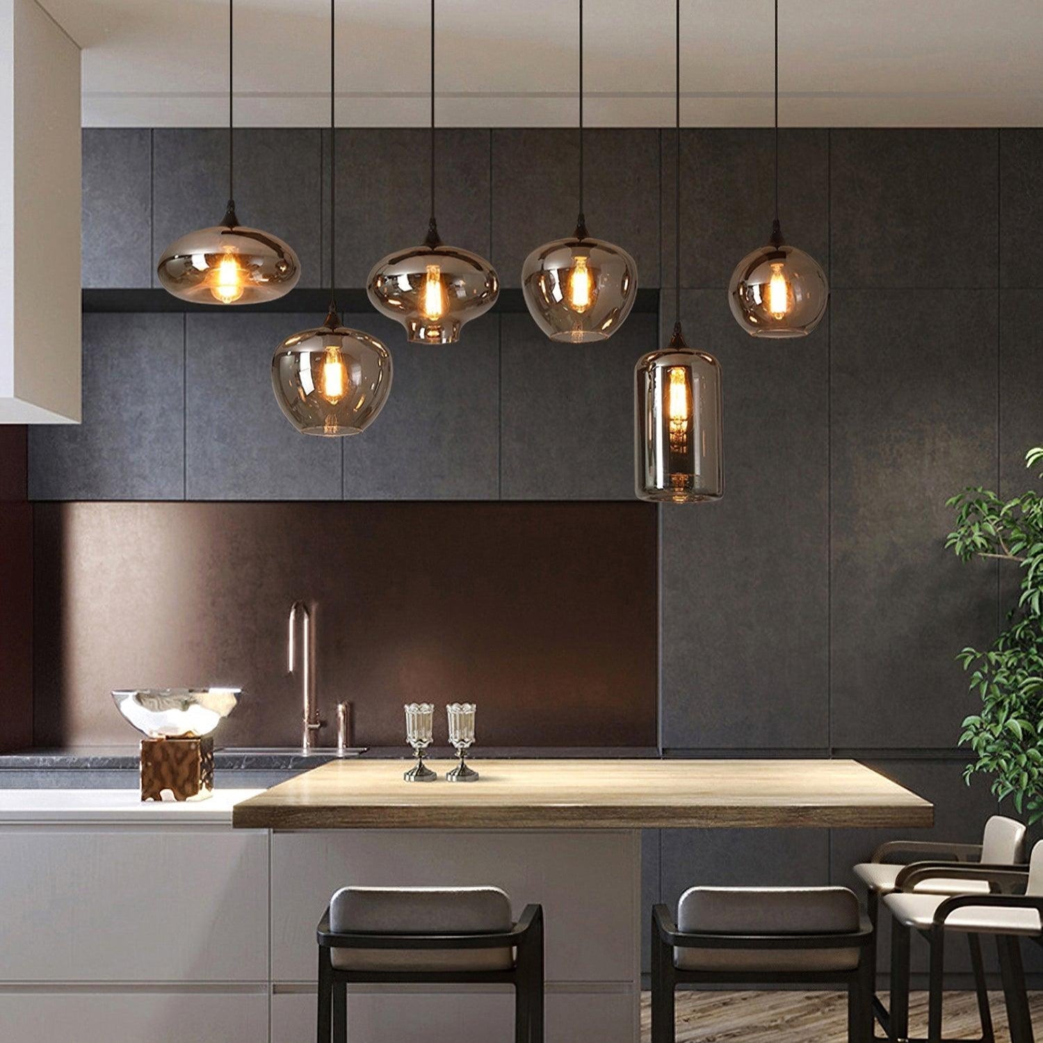 Valentina Minimalist Bottle Glass Pendant Light Smoke Gray - Letslighting