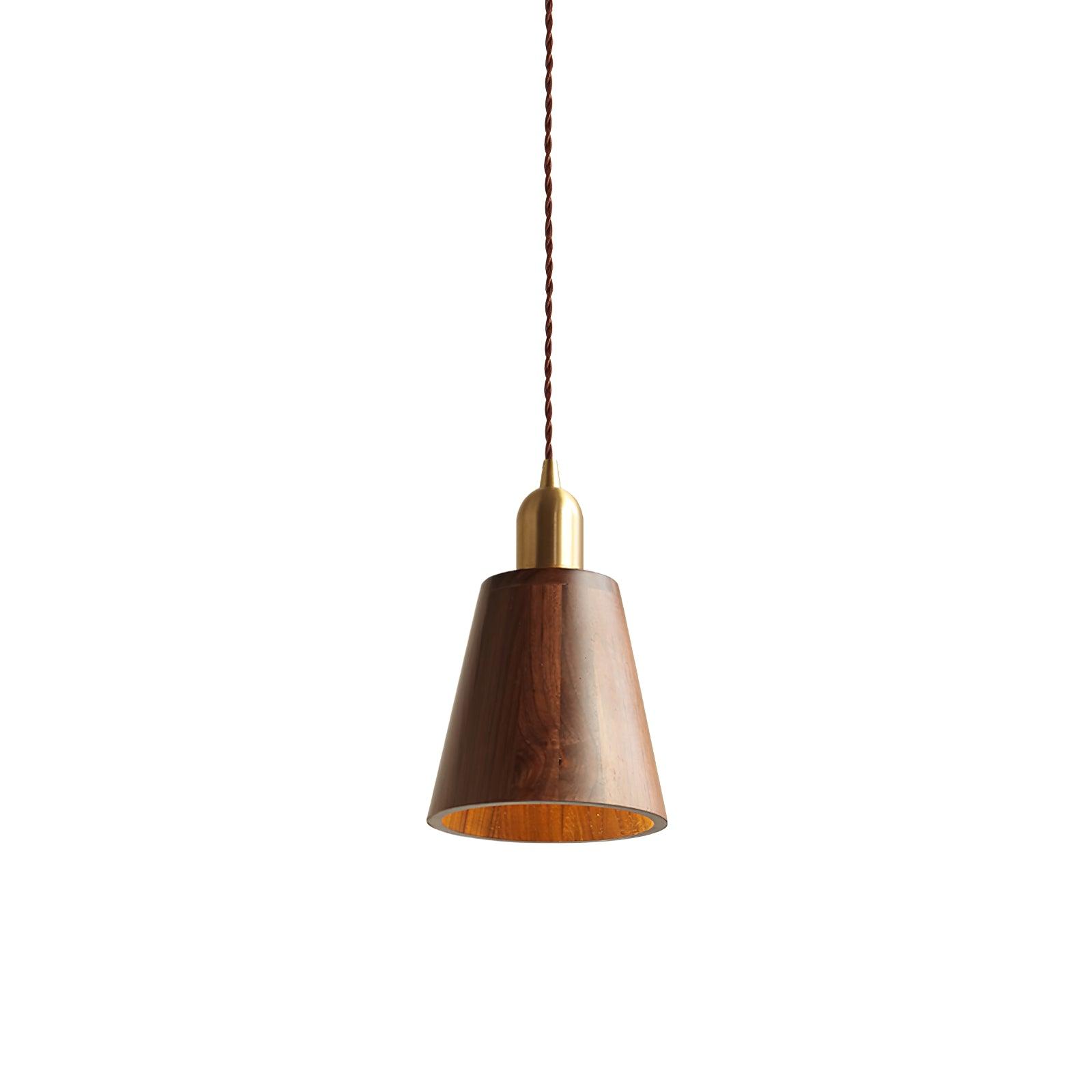 Lustra Pendant Lamp Walnut Brass Modern for Living Room - Letslighting