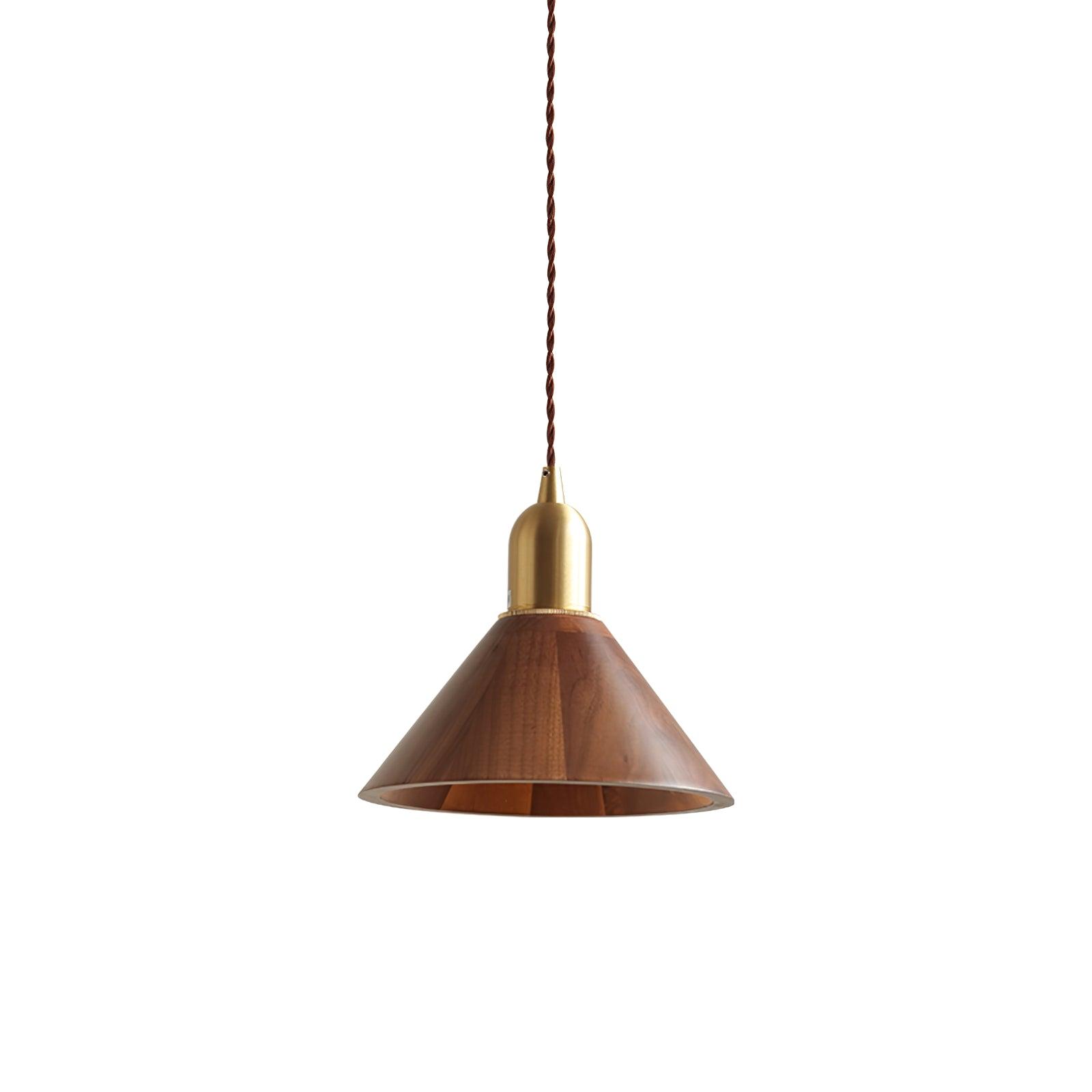 Lustra Pendant Lamp Walnut Brass Modern for Living Room - Letslighting
