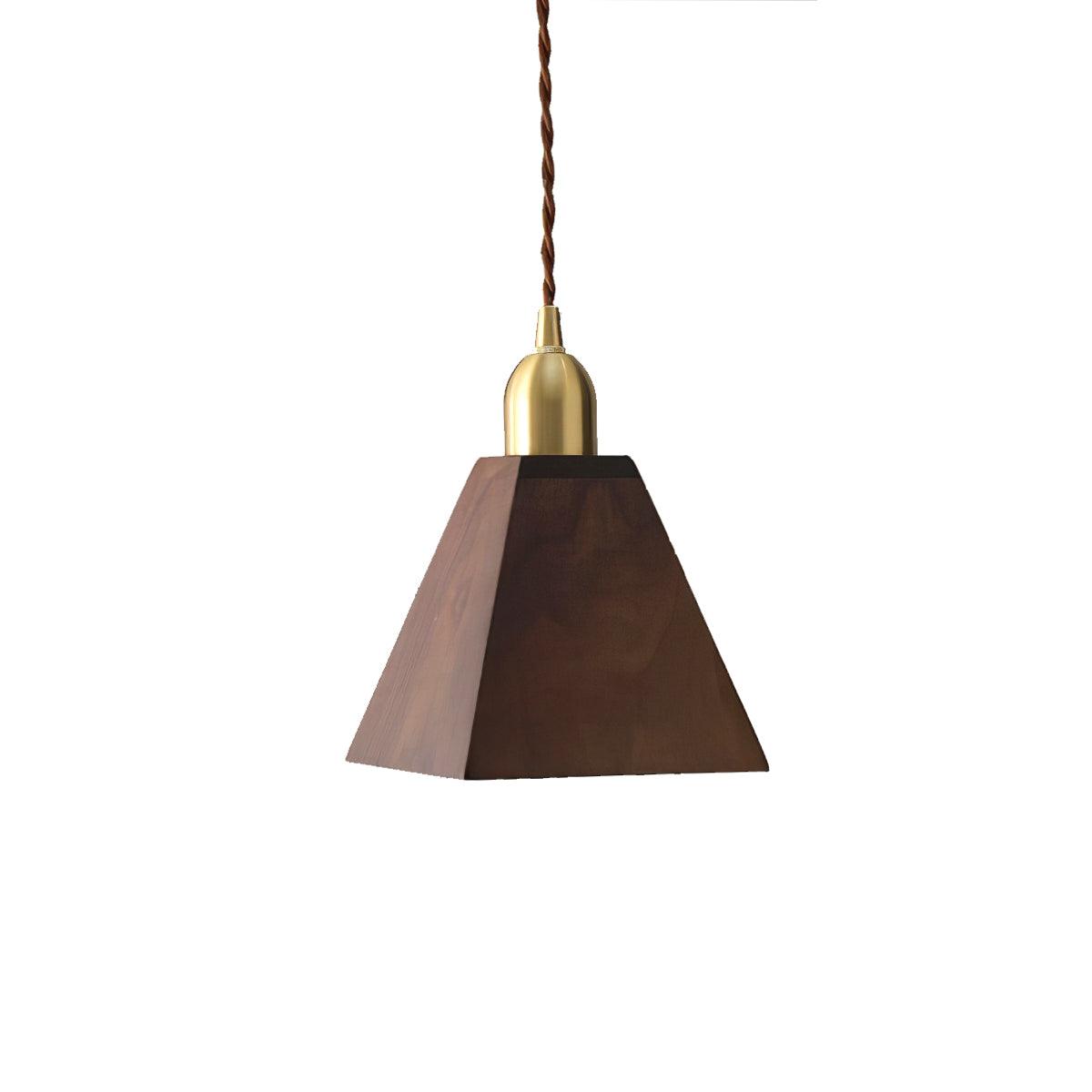 Lustra Pendant Lamp Walnut Brass Modern for Living Room - Letslighting