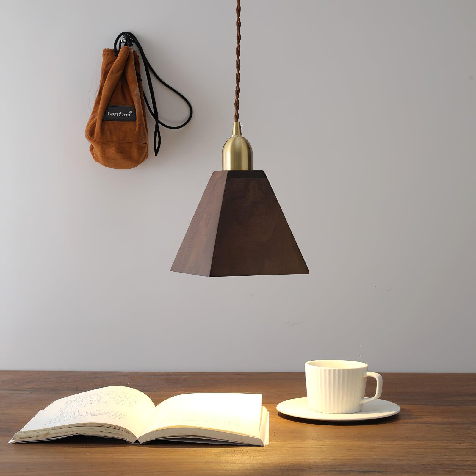 Lustra Pendant Lamp Walnut Brass Modern for Living Room - Letslighting