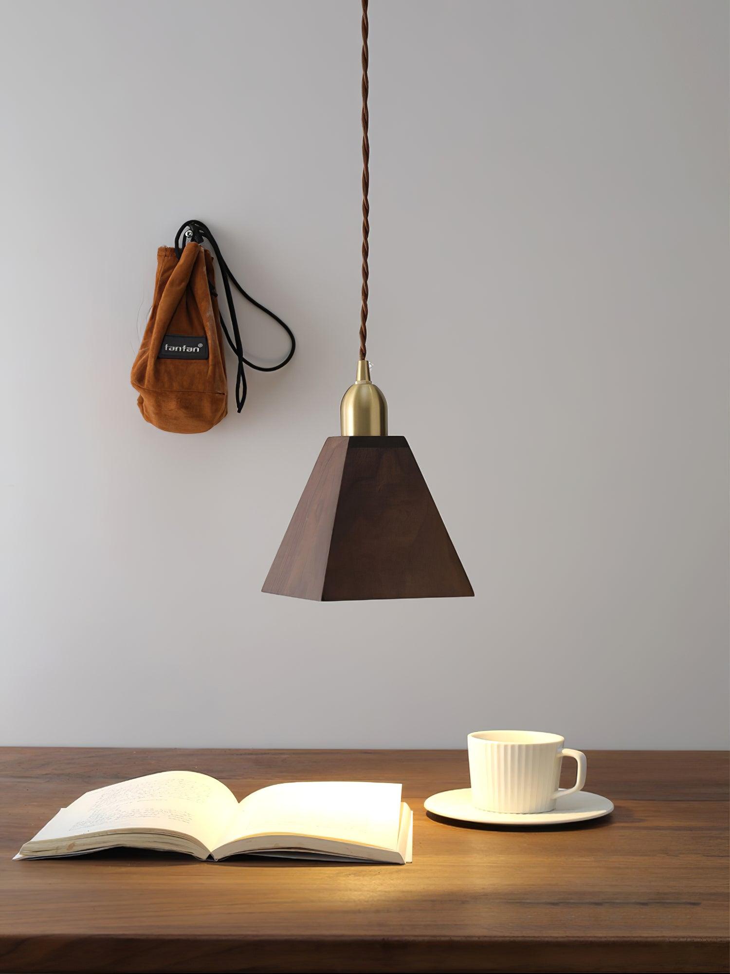 Lustra Pendant Lamp Walnut Brass Modern for Living Room - Letslighting