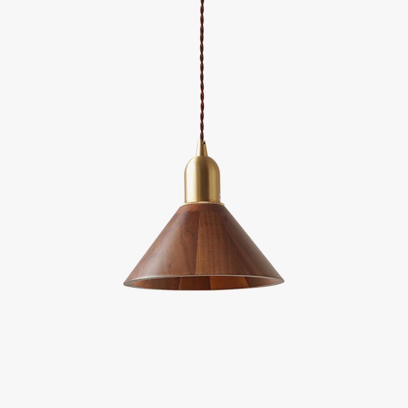 Lustra Pendant Lamp Walnut Brass Modern for Living Room - Letslighting