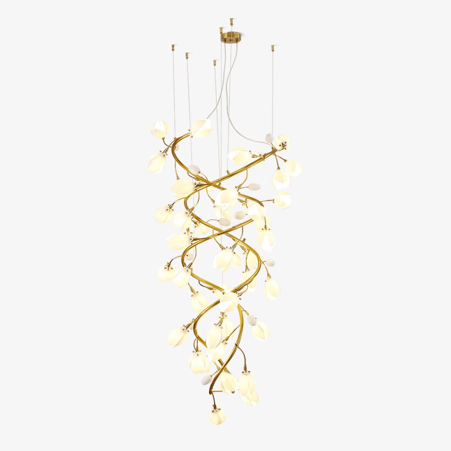 Evene Spiral Ceramic Brass Chandelier - Letslighting