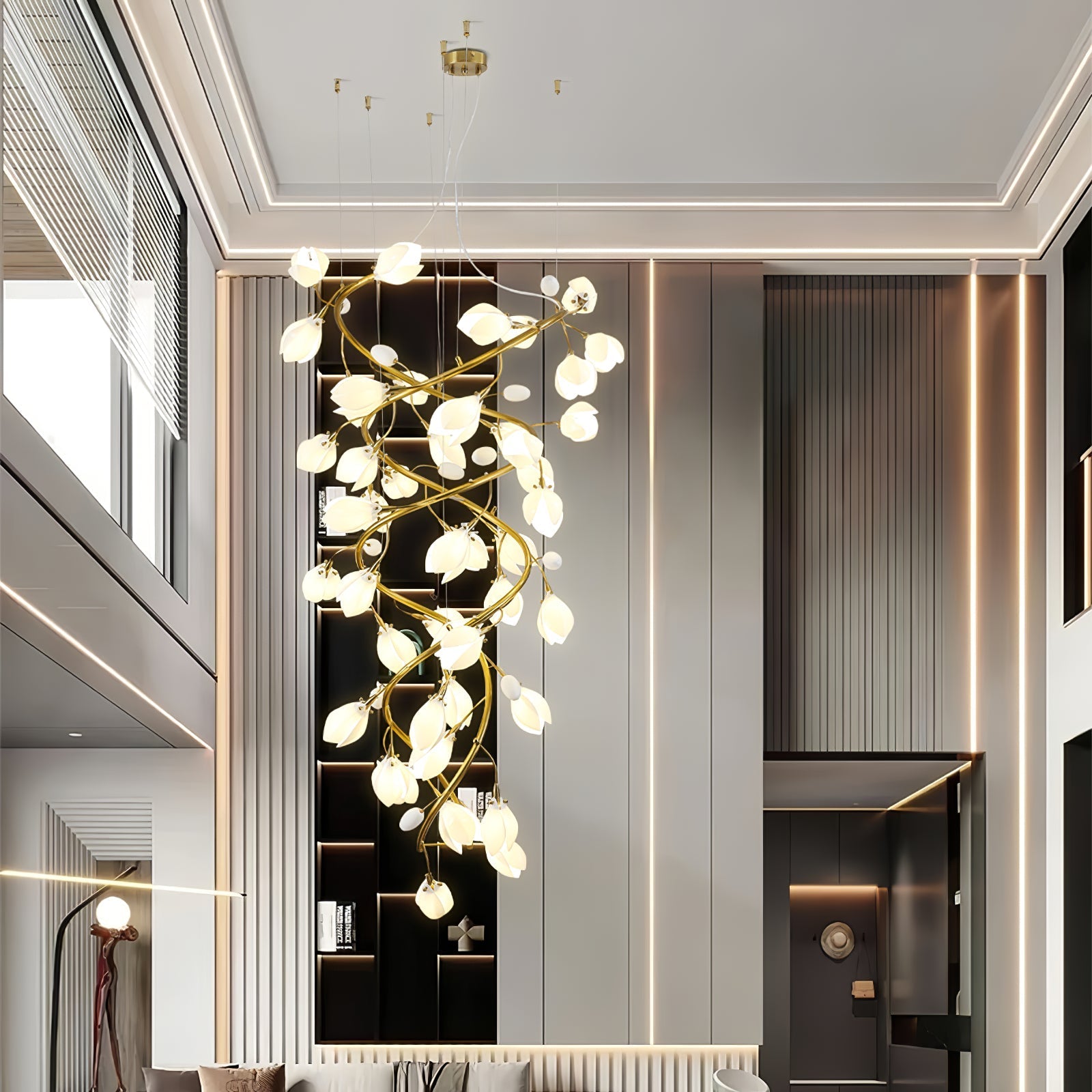 Evene Spiral Ceramic Brass Chandelier - Letslighting