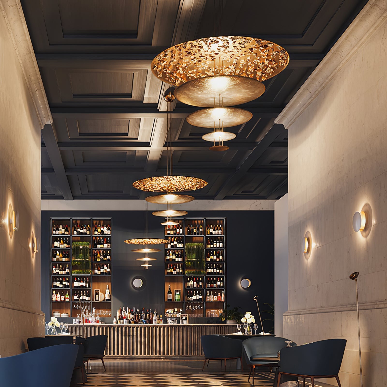 Zathaara Layered Gold Foil Pendant Light - Letslighting