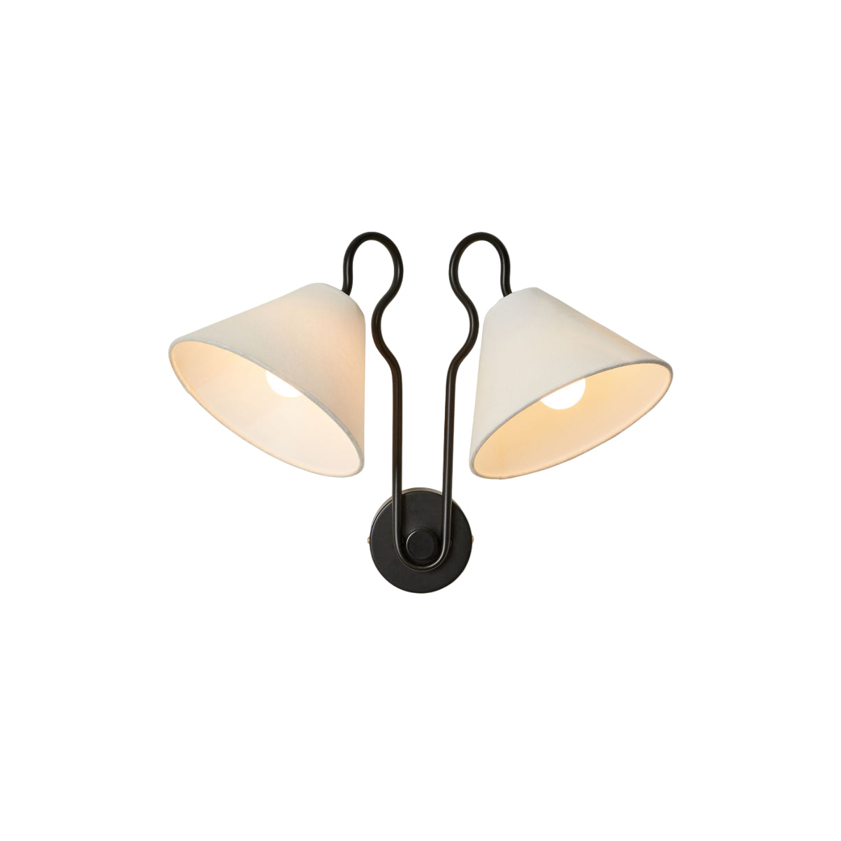 Silva Double White Cone Shades Wall Lamp Fabric