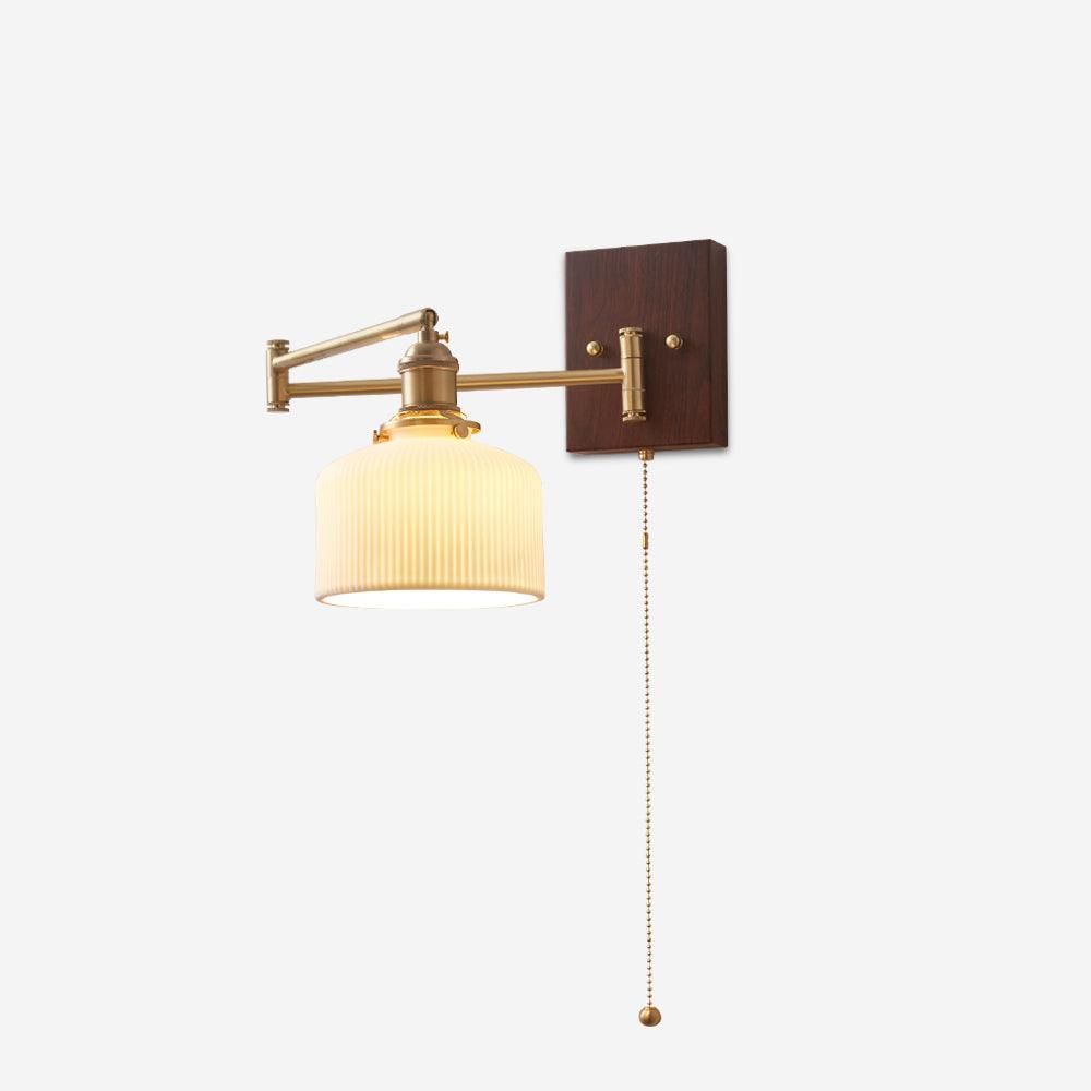 Artistic Walnut Brass Wall Sconce Adjustable Arm Vintage Charm - Letslighting