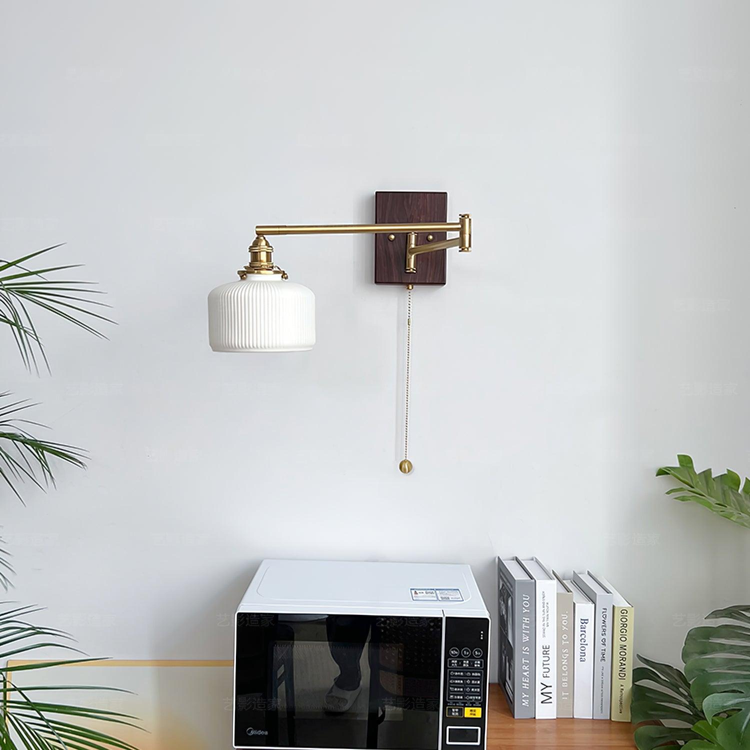 Artistic Walnut Brass Wall Sconce Adjustable Arm Vintage Charm - Letslighting