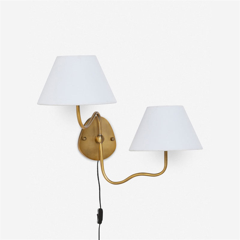 Myvele Elegance Vintage Plug-in Brass Fabric Wall Lamp - Letslighting