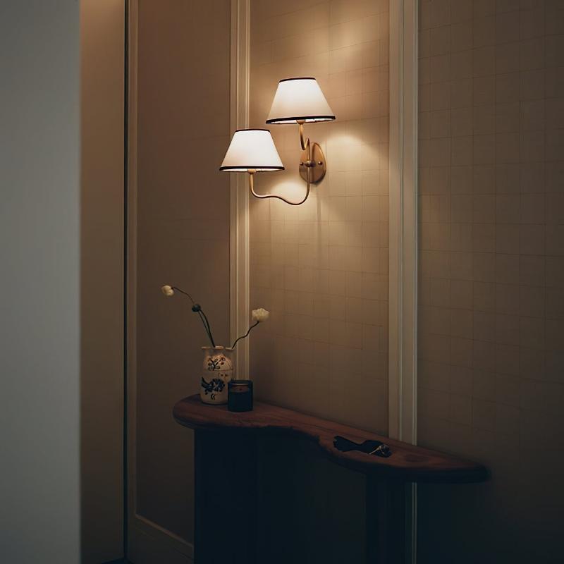 Evynor Vintage Industrial Brass Fabric Wall Lamp - Letslighting