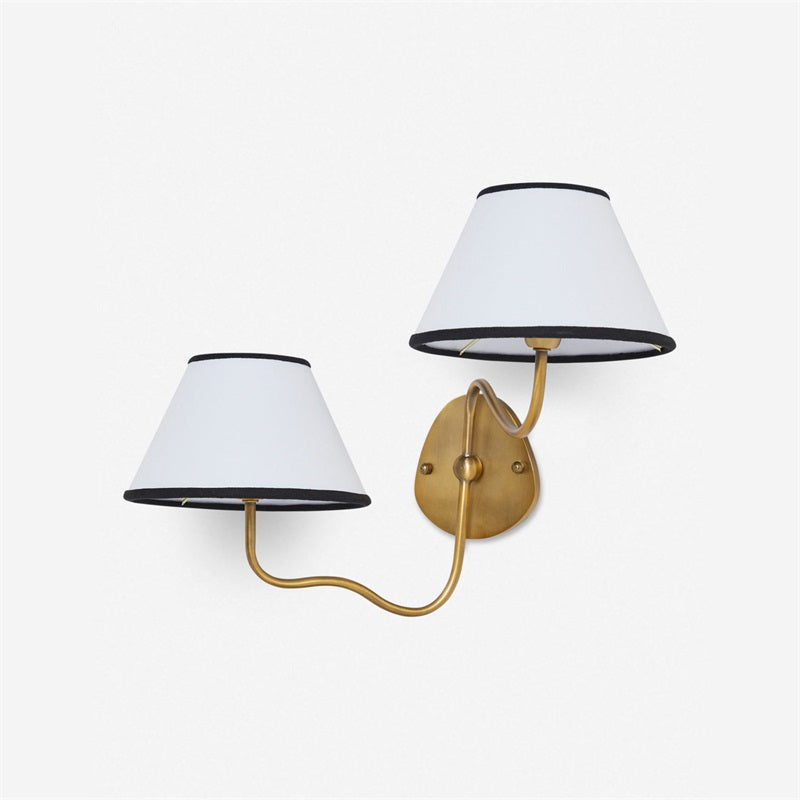 Evynor Vintage Industrial Brass Fabric Wall Lamp - Letslighting