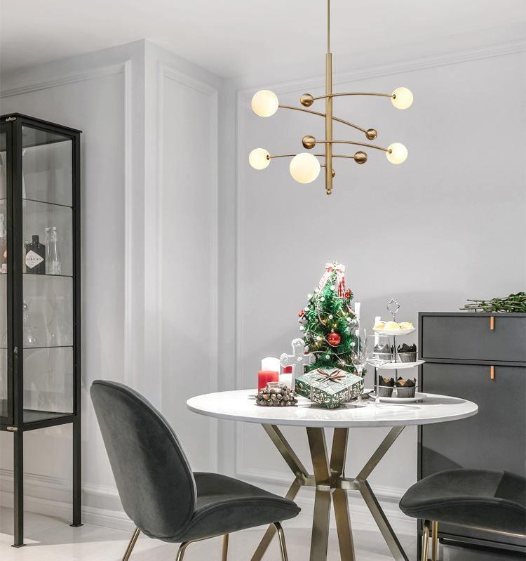 Lustra Chandelier Brass Vertical Beam Globe - Letslighting