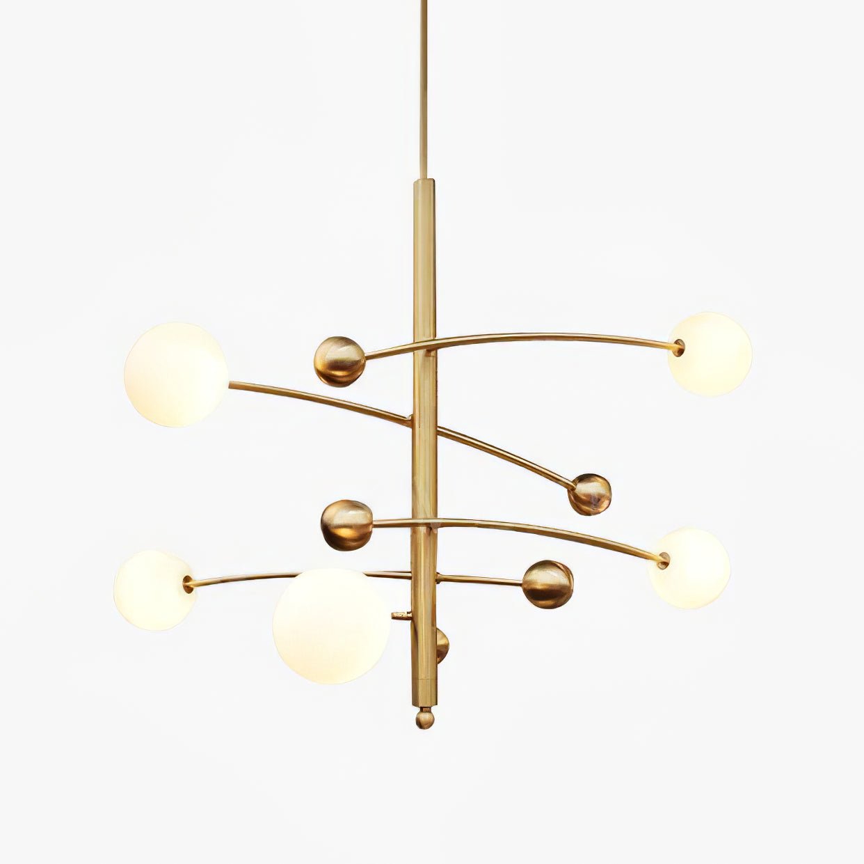 Lustra Chandelier Brass Vertical Beam Globe - Letslighting