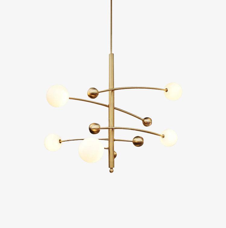 Lustra Chandelier Brass Vertical Beam Globe - Letslighting