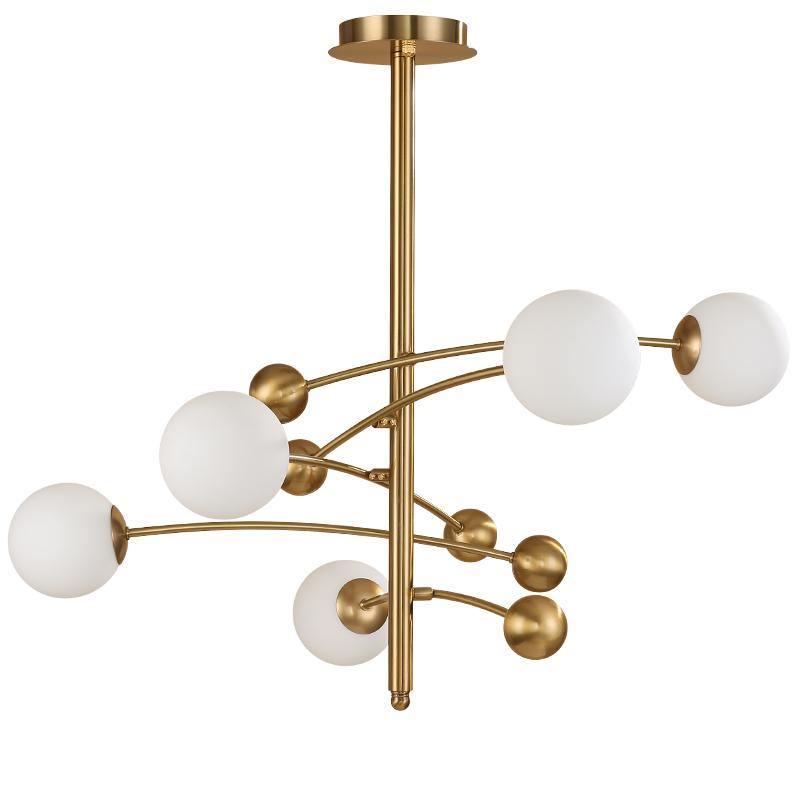 Lustra Chandelier Brass Vertical Beam Globe - Letslighting