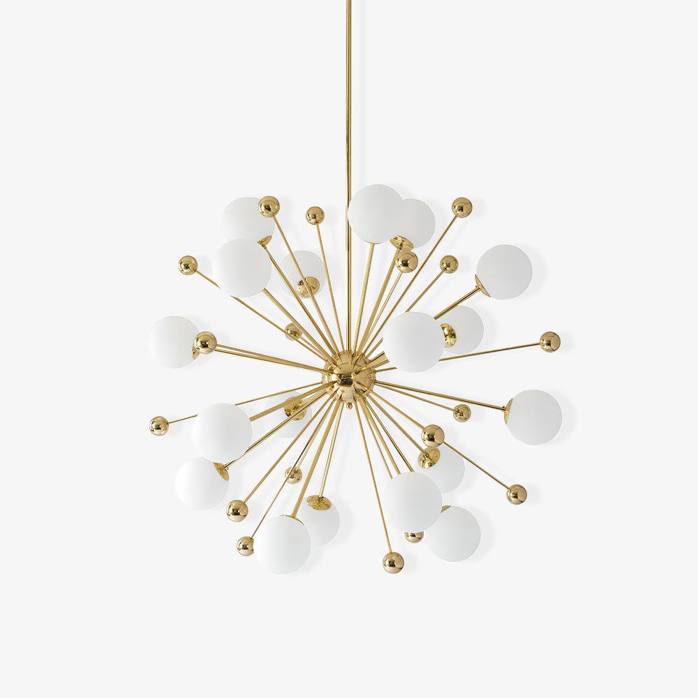 Lustra Chandelier Brass Opal Globe - Letslighting