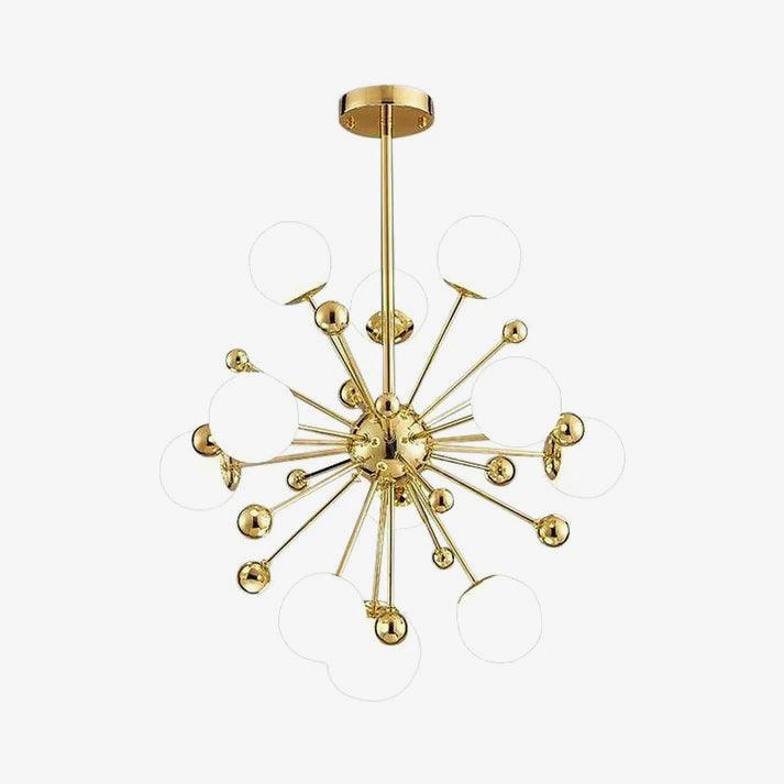 Lustra Chandelier Brass Opal Globe - Letslighting