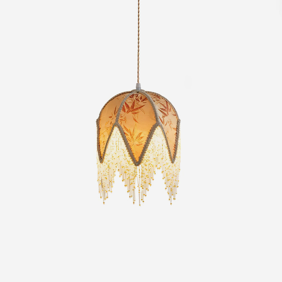 Magnolia Pendant Lamp Tassel Fabric Floral Bamboo Fringe - Letslighting