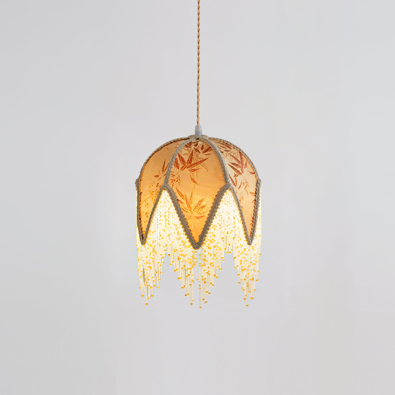 Magnolia Pendant Lamp Tassel Fabric Floral Bamboo Fringe - Letslighting