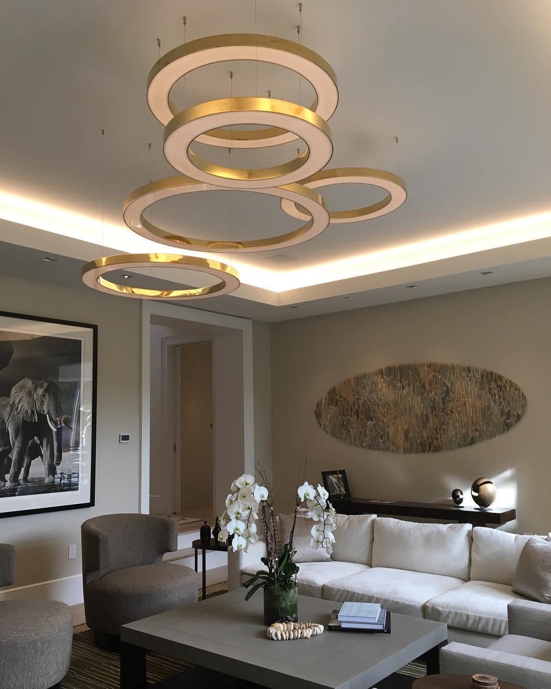 Lustra Pendant Light LED Ring Gold Modern 3-Ring - Letslighting