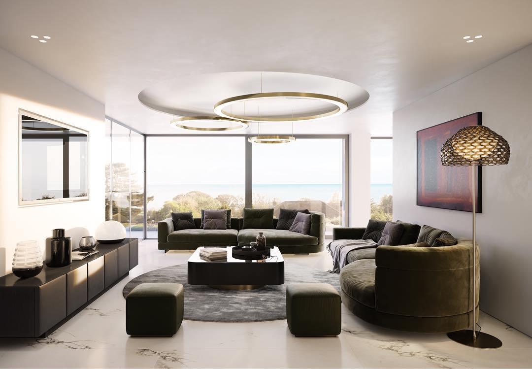 Lustra Pendant Light LED Ring Gold Modern 3-Ring - Letslighting