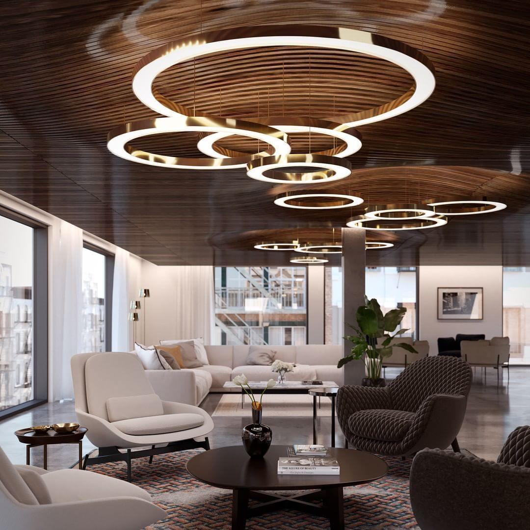 Lustra Pendant Light LED Ring Gold Modern 3-Ring - Letslighting