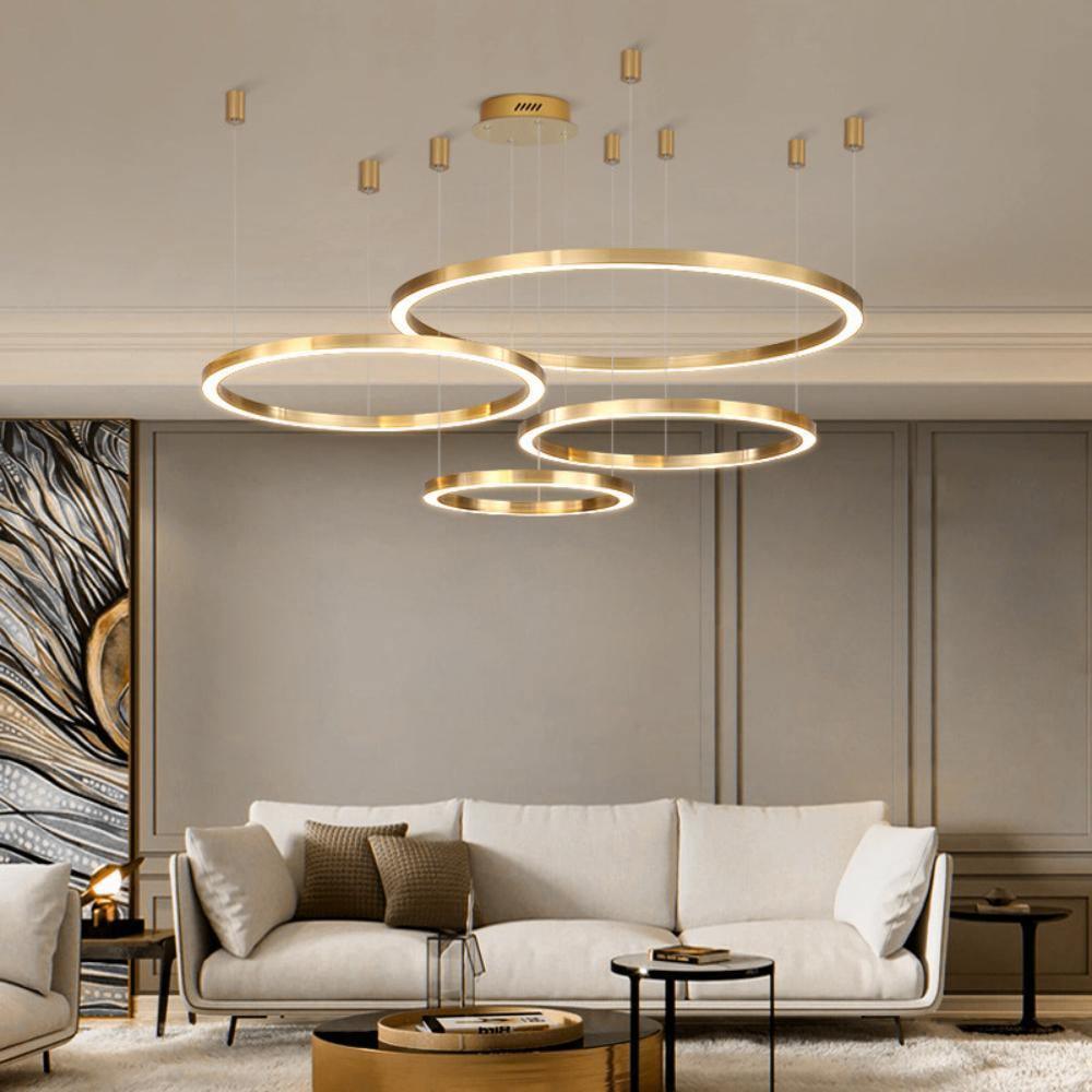 Lustra Pendant Light LED Ring Gold Modern 3-Ring - Letslighting