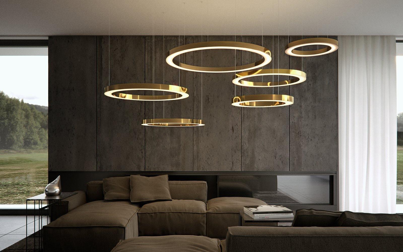 Lustra Pendant Light LED Ring Gold Modern 3-Ring - Letslighting