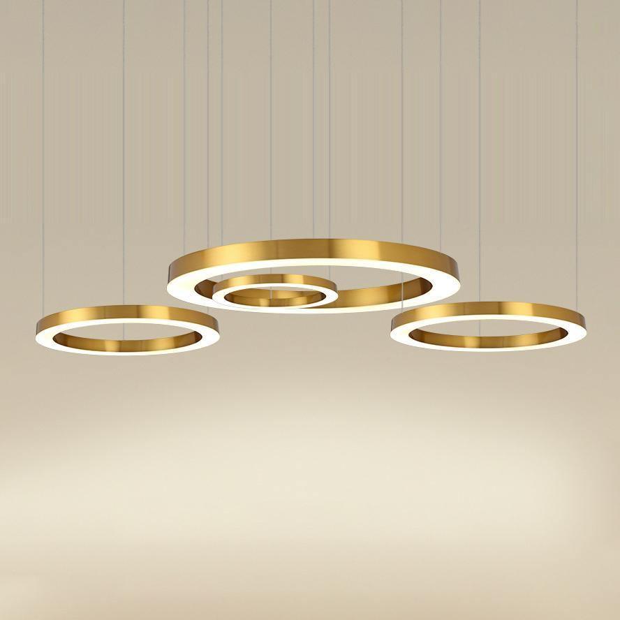 Lustra Pendant Light LED Ring Gold Modern 3-Ring - Letslighting
