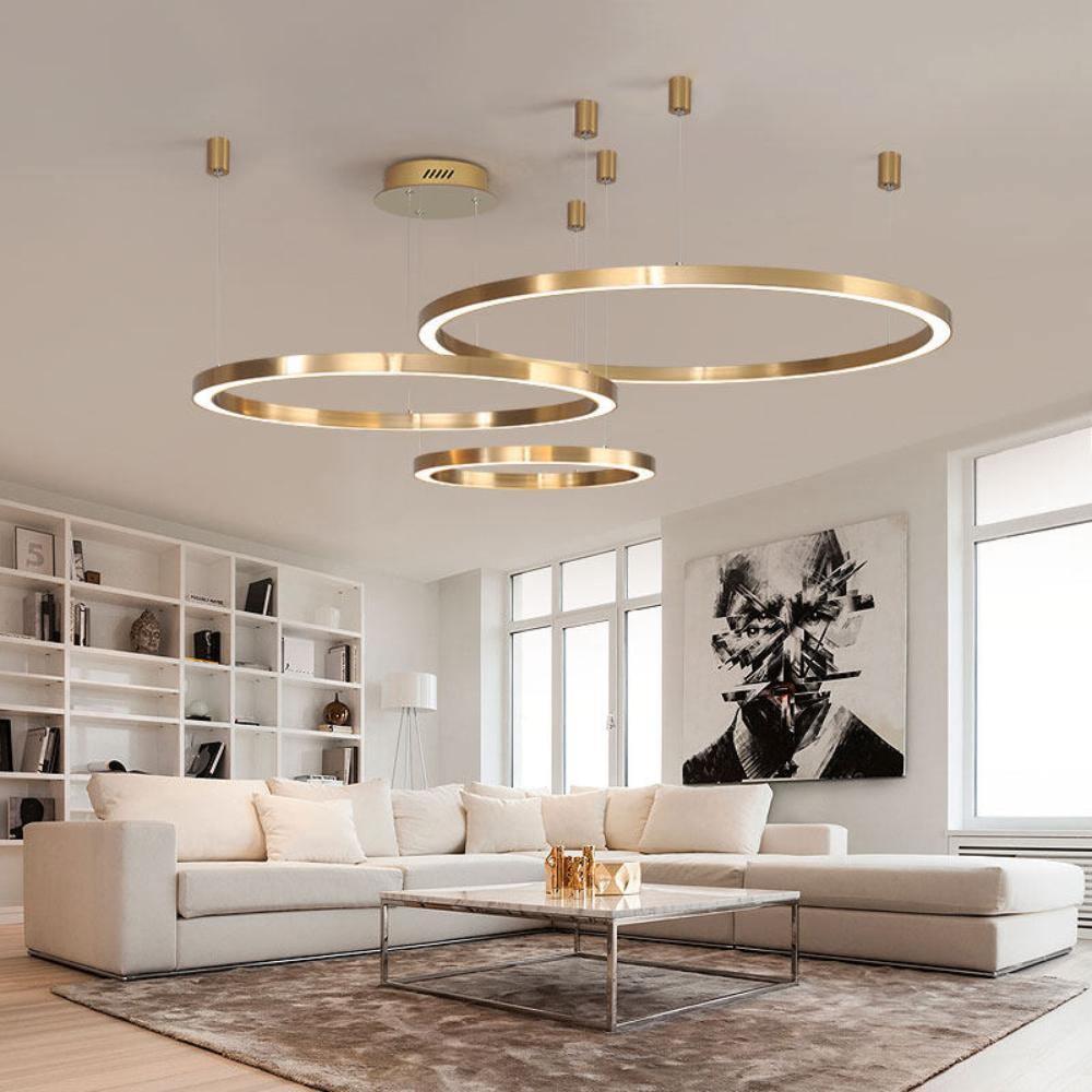 Lustra Pendant Light LED Ring Gold Modern 3-Ring - Letslighting