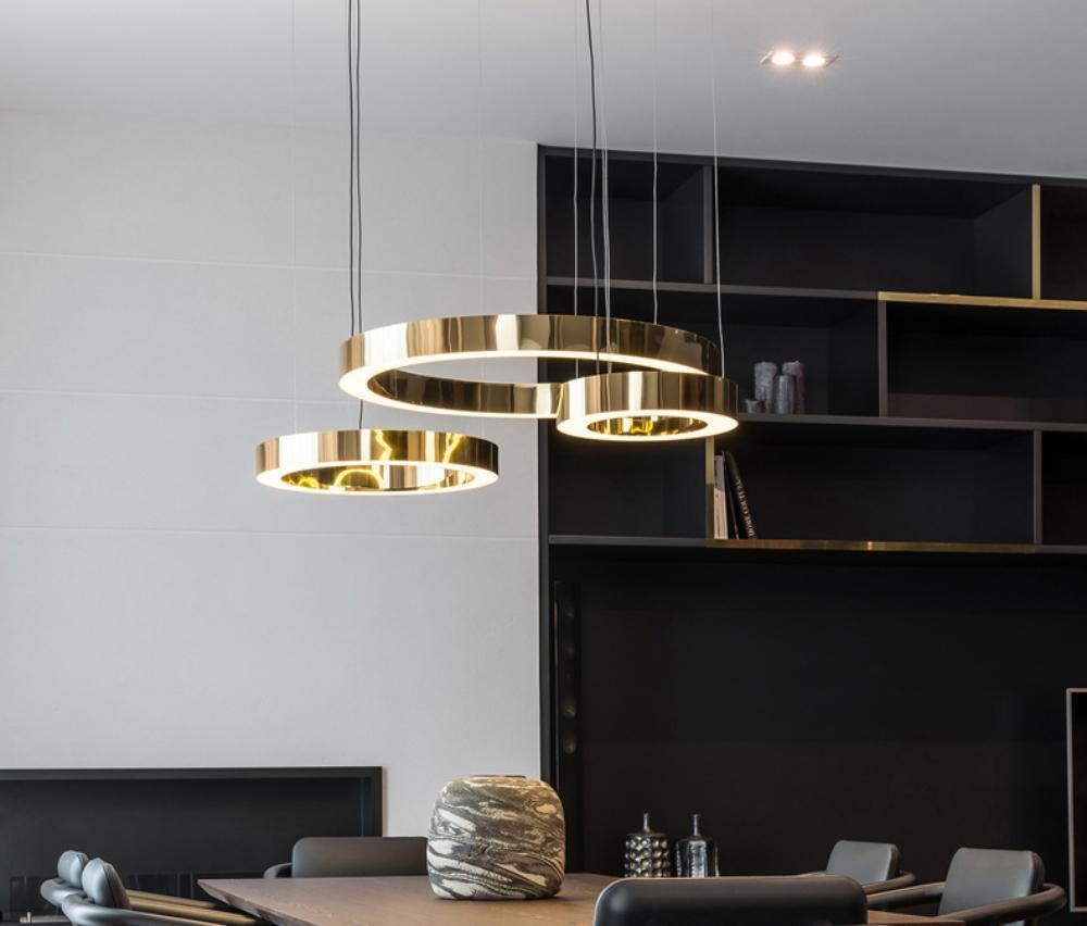 Lustra Pendant Light LED Ring Gold Modern 3-Ring - Letslighting