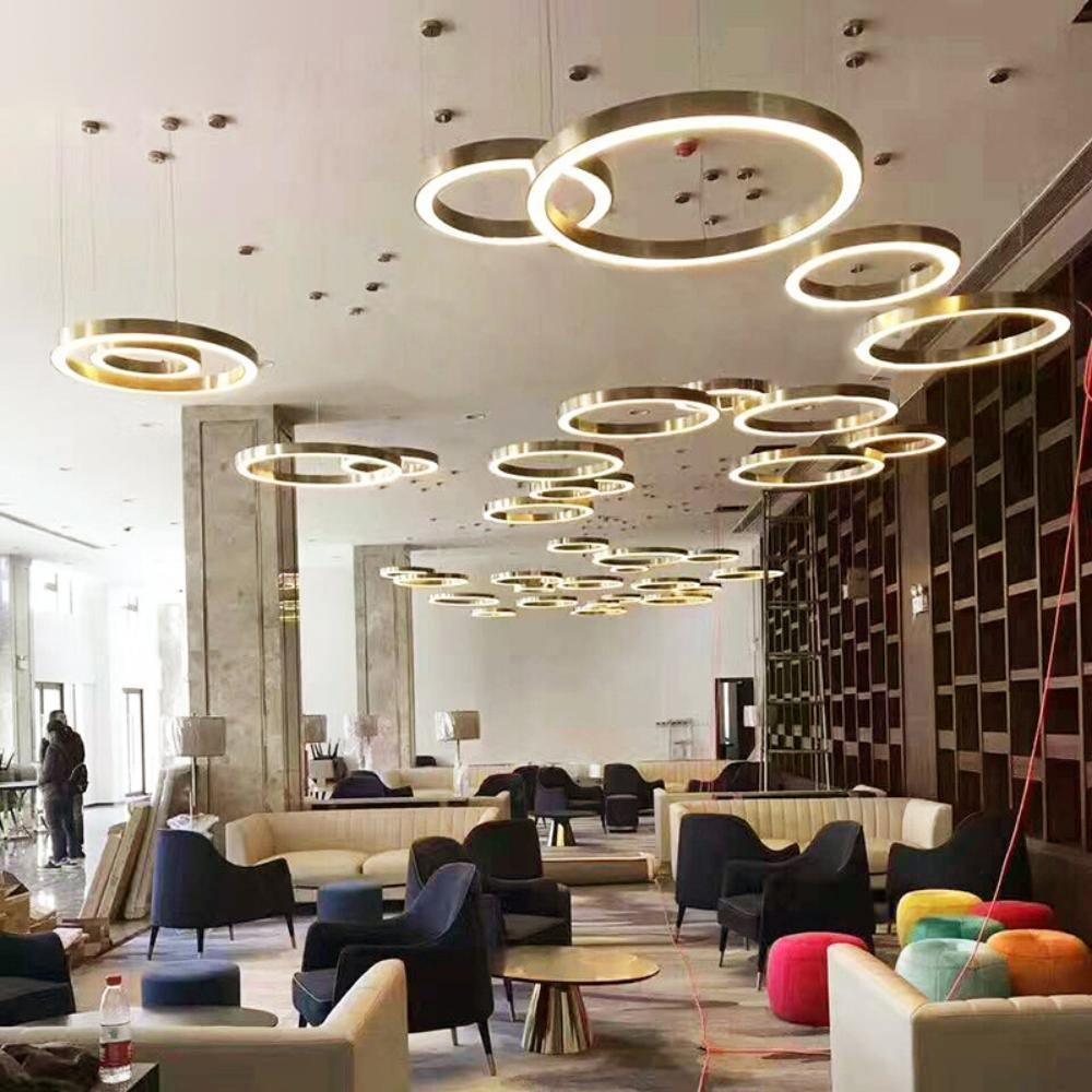 Lustra Pendant Light LED Ring Gold Modern 3-Ring - Letslighting