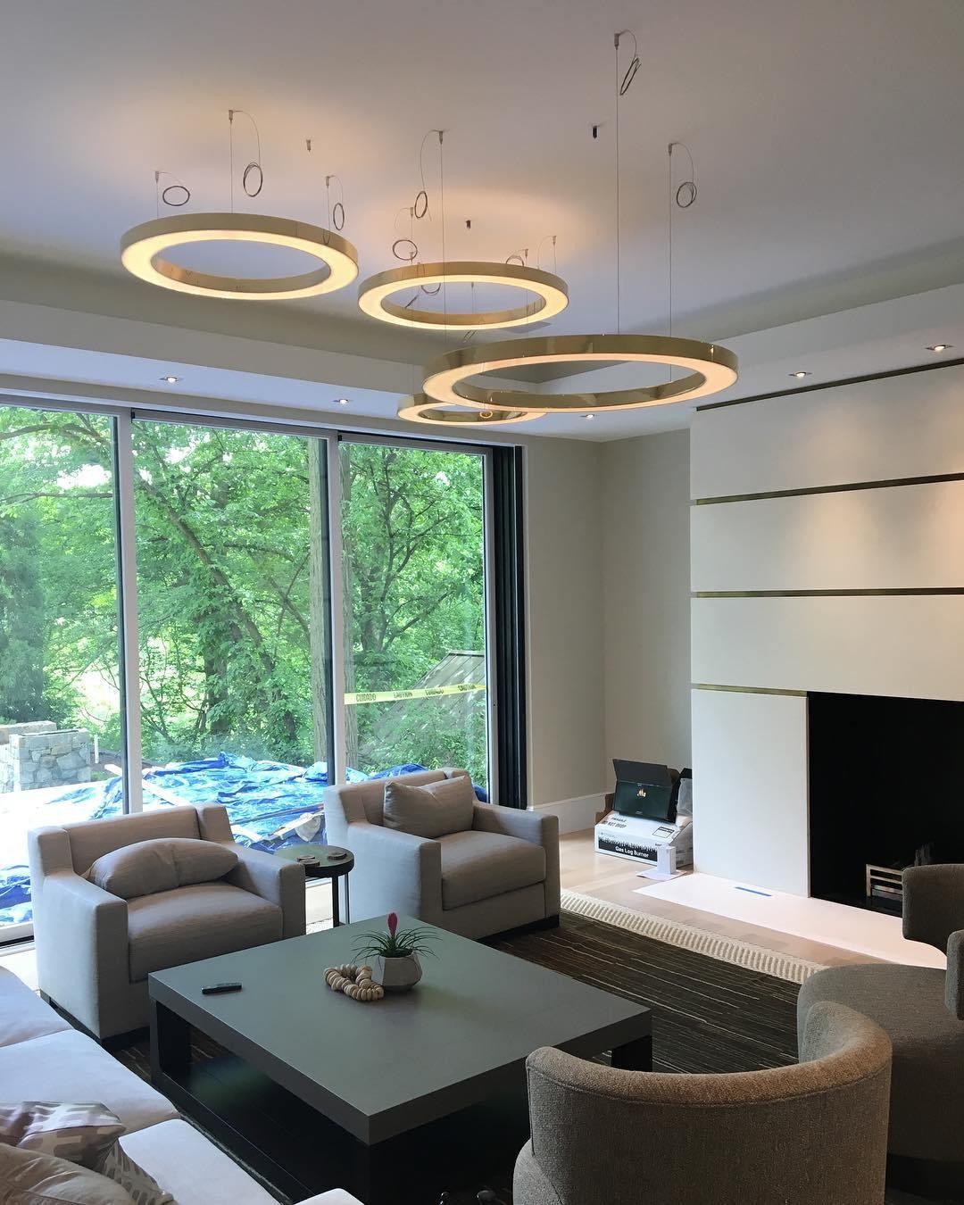 Lustra Pendant Light LED Ring Gold Modern 3-Ring - Letslighting