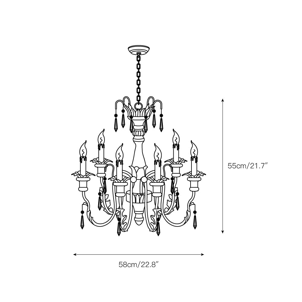 Elmarisra Vintage Luxury Solid Wood Carved Chandelier - Letslighting