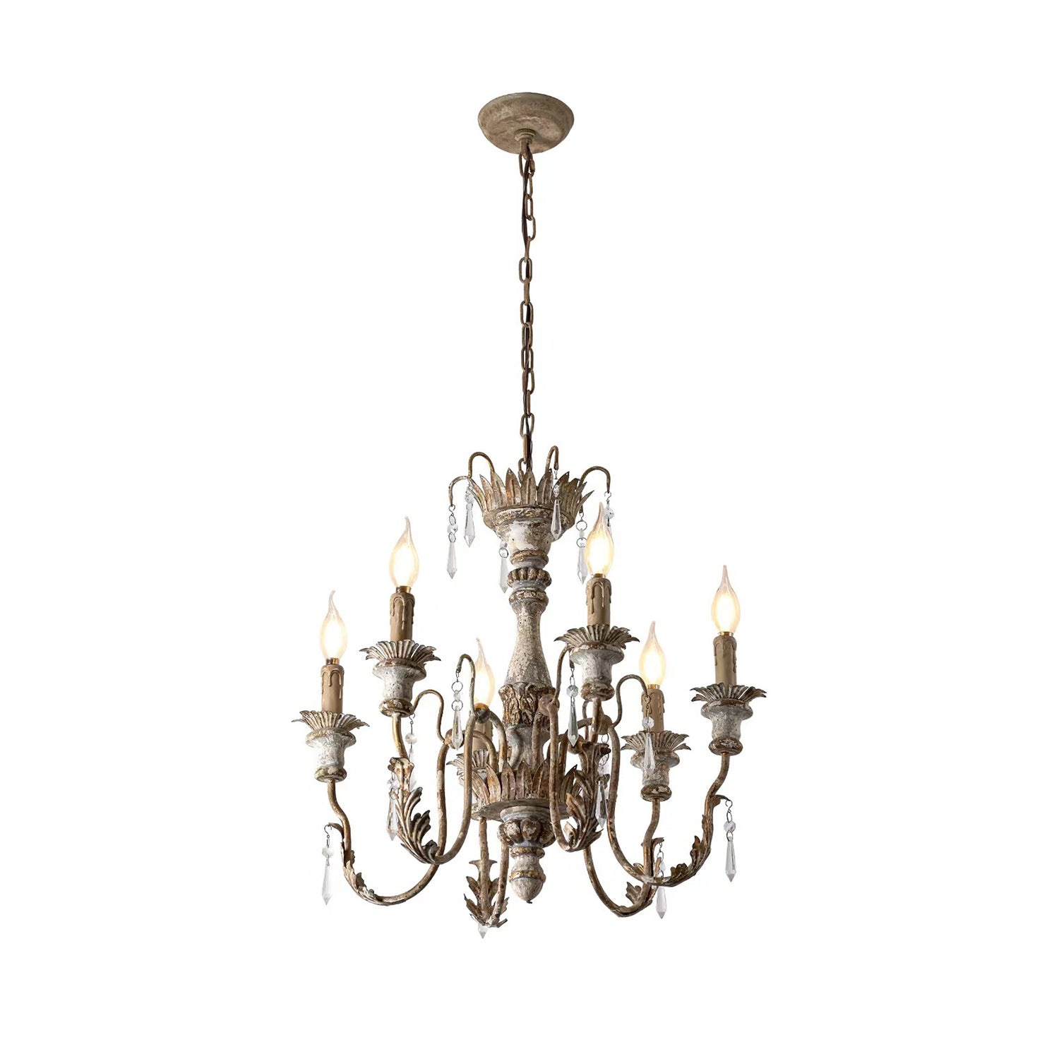 Elmarisra Vintage Luxury Solid Wood Carved Chandelier - Letslighting