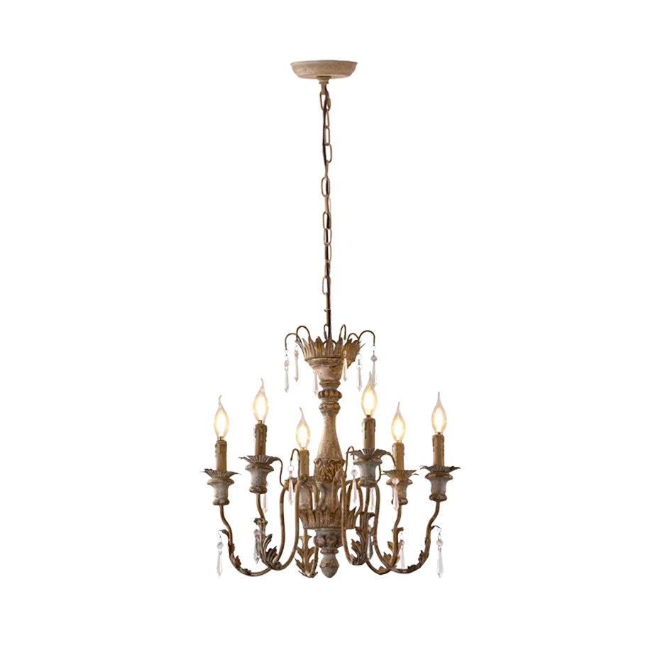 Elmarisra Vintage Luxury Solid Wood Carved Chandelier - Letslighting
