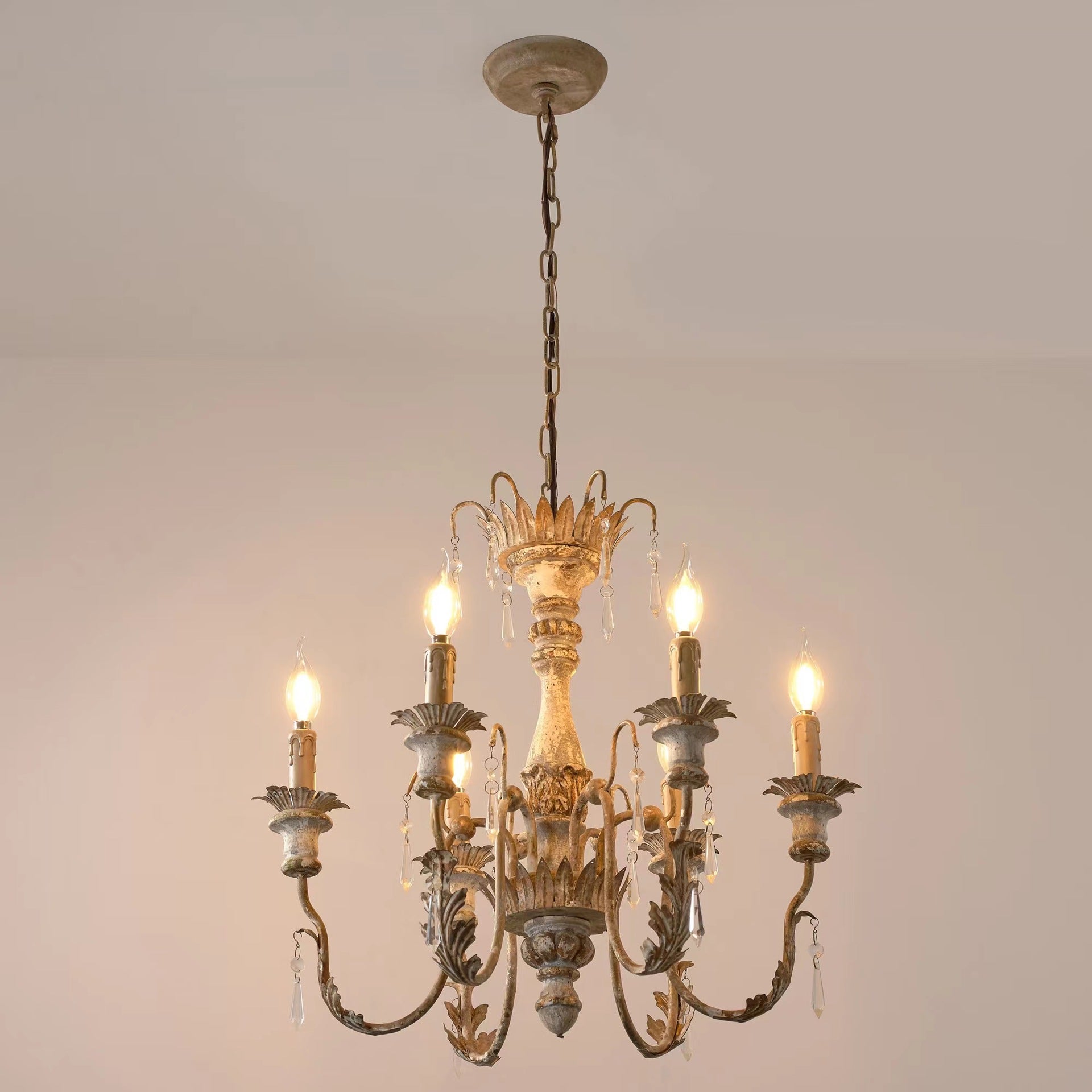 Elmarisra Vintage Luxury Solid Wood Carved Chandelier - Letslighting