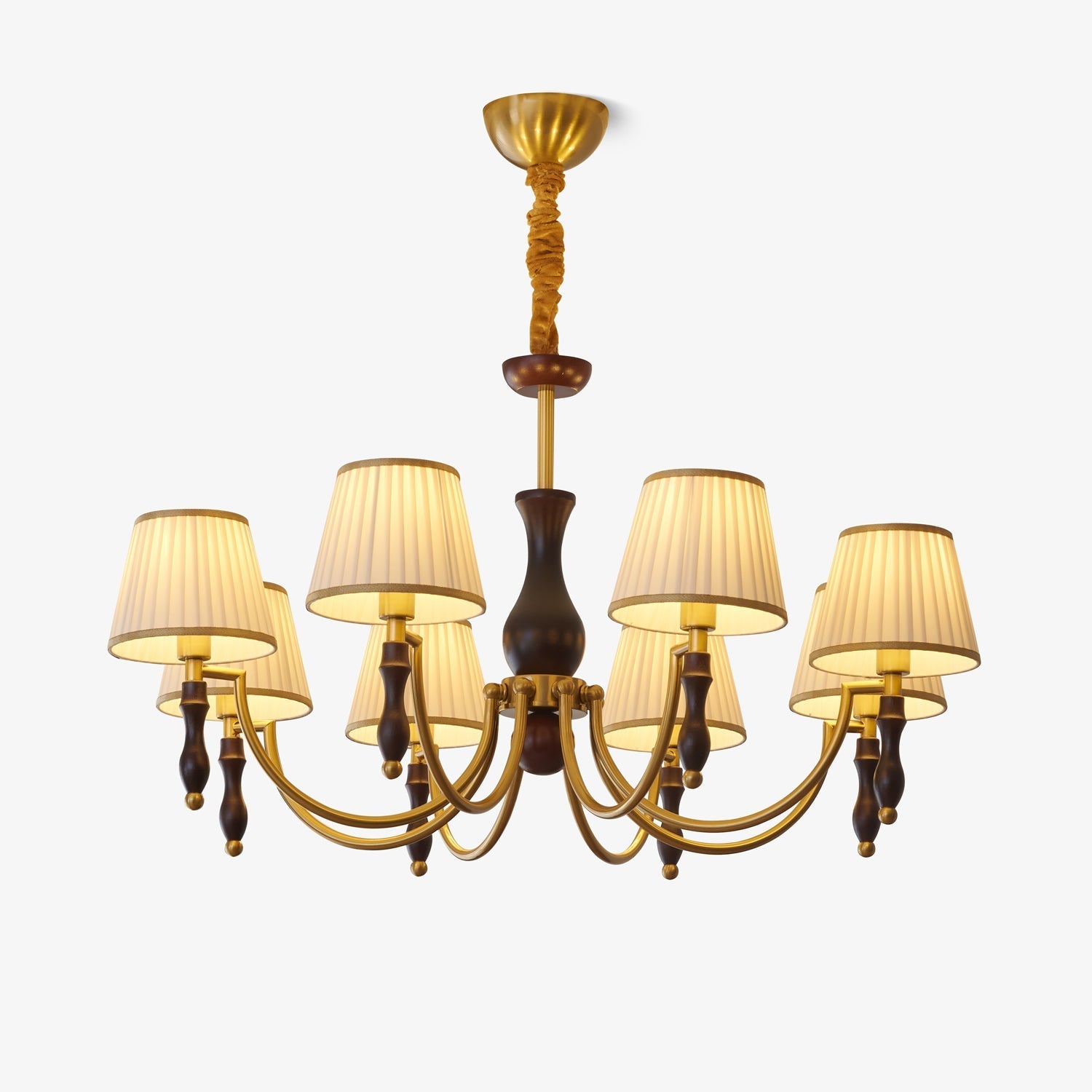 Lustra Chandelier Floral Shades and Walnut - Letslighting