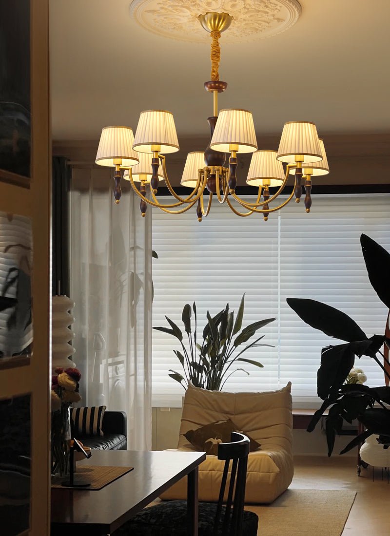 Lustra Chandelier Floral Shades and Walnut - Letslighting