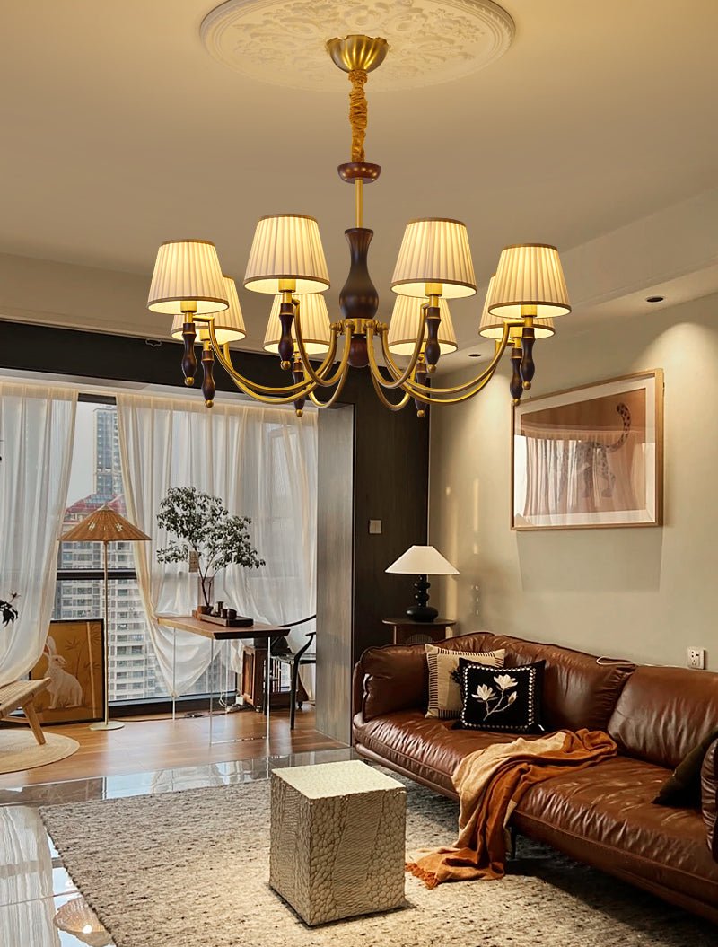 Lustra Chandelier Floral Shades and Walnut - Letslighting