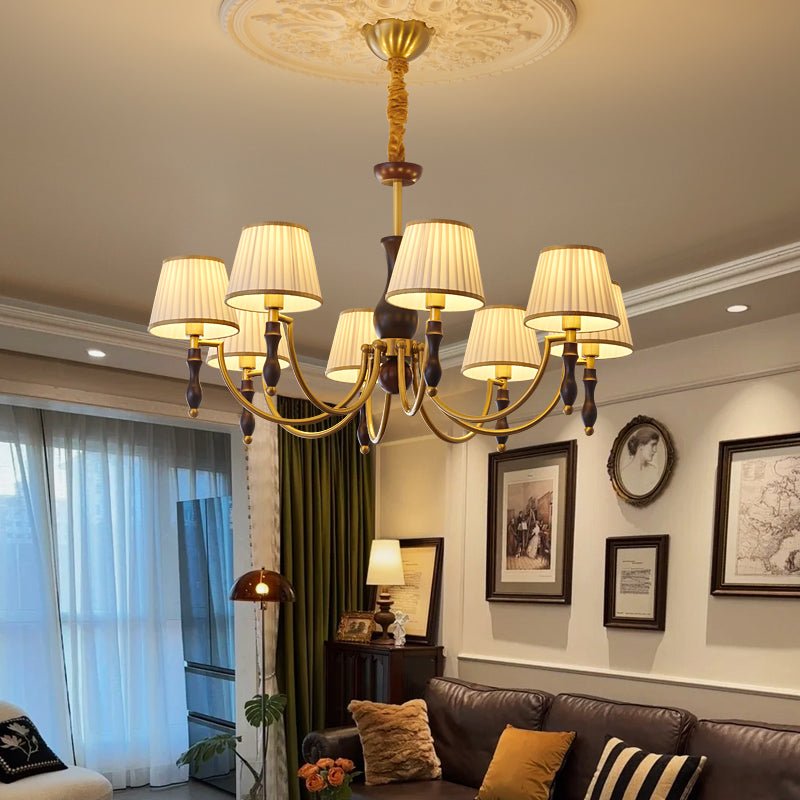 Lustra Chandelier Floral Shades and Walnut - Letslighting