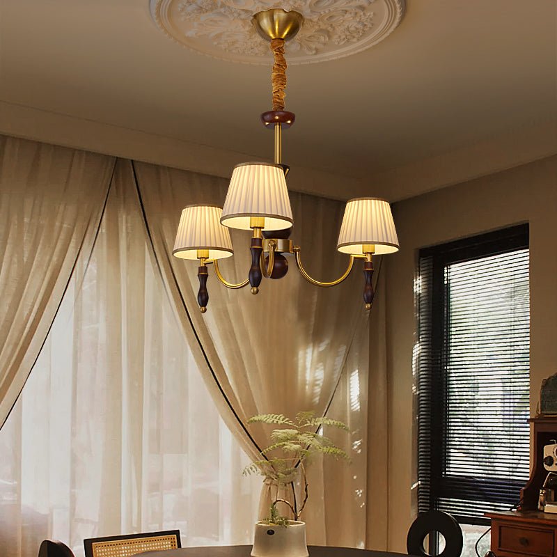Lustra Chandelier Floral Shades and Walnut - Letslighting
