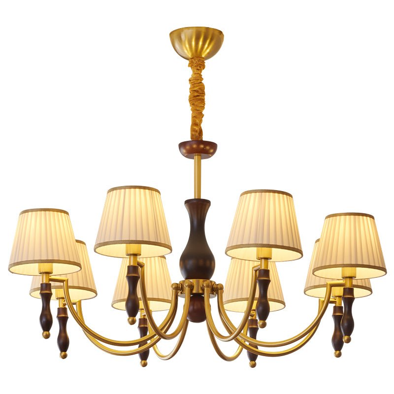 Lustra Chandelier Floral Shades and Walnut - Letslighting