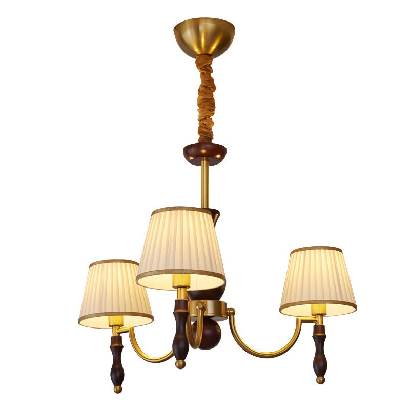 Lustra Chandelier Floral Shades and Walnut - Letslighting