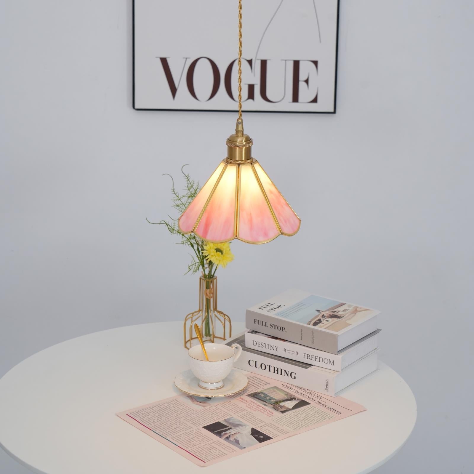 Lione Pink Stained Glass Pendant Light - Letslighting