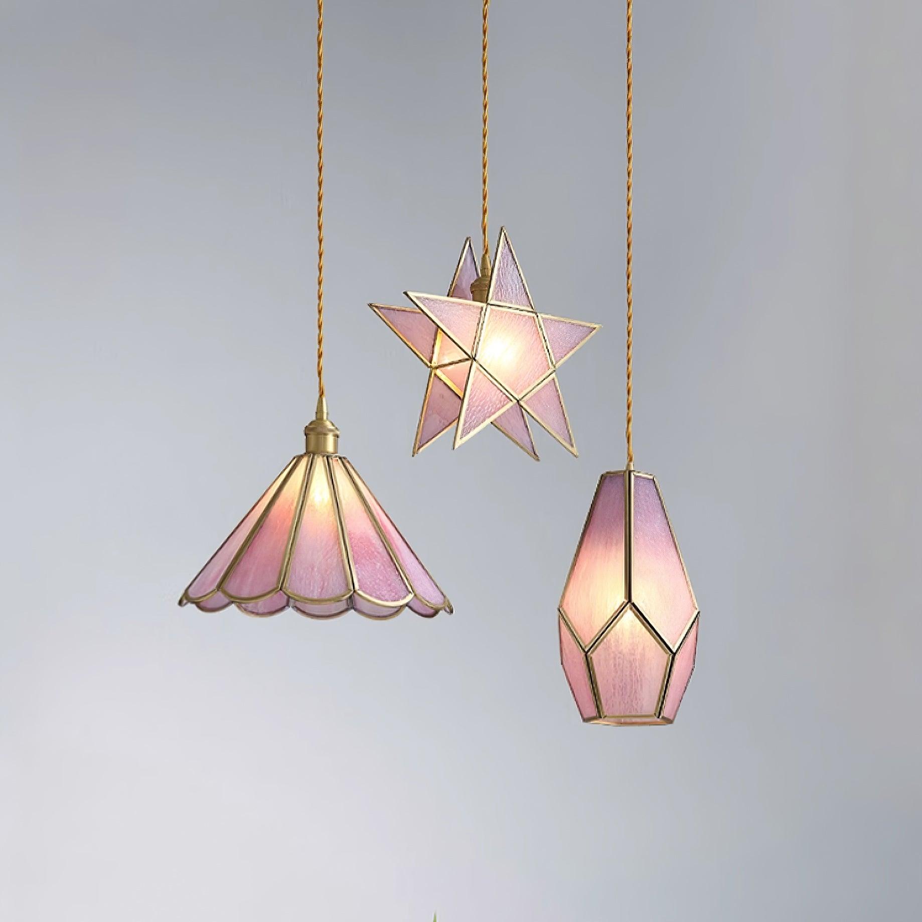 Lione Pink Stained Glass Pendant Light - Letslighting