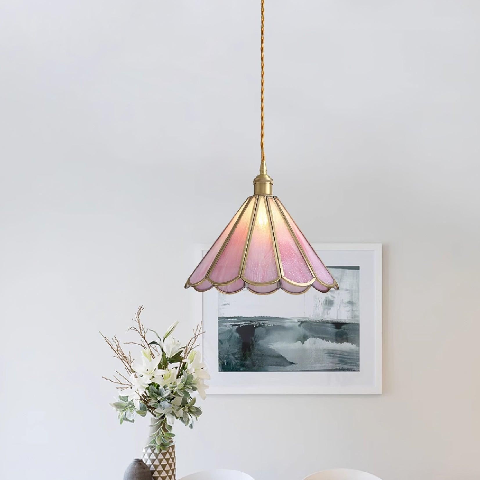 Lione Pink Stained Glass Pendant Light - Letslighting